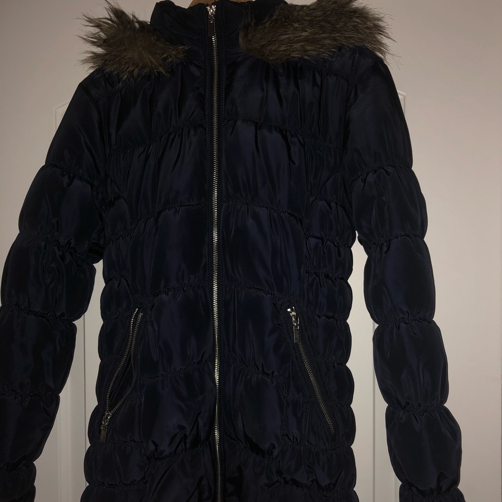 Black winter coat with faux fur